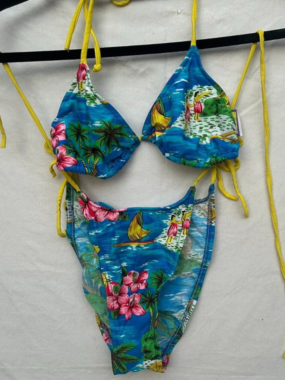 Vintage 80s 90s tango rose tropical bikini set swimsuit women's M